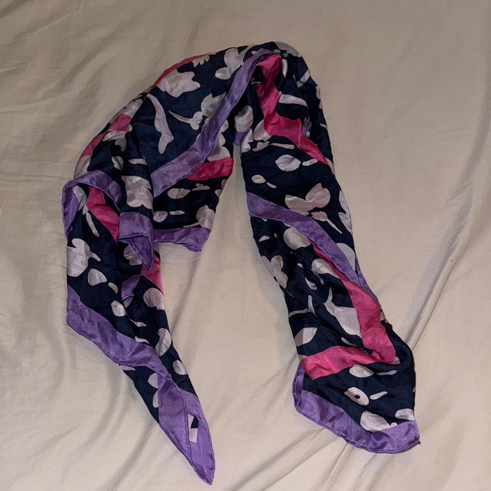 Floral Patterned Scarf - Pink and Purple